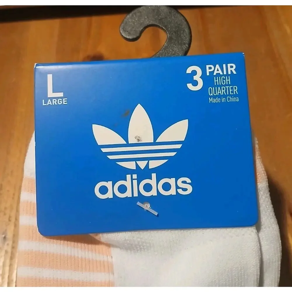 3-Pair Adidas High Quarter Moisture Wicking Socks Sz 10-13 Aqua/Gray/Orange